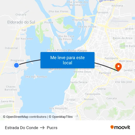Estrada Do Conde to Pucrs map