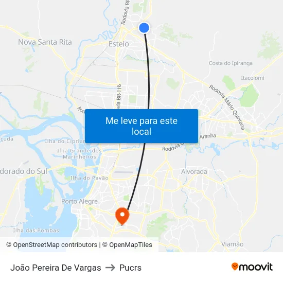 João Pereira De Vargas to Pucrs map