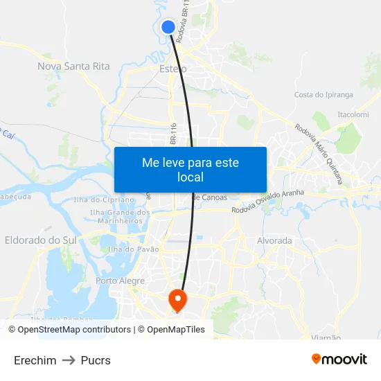 Erechim to Pucrs map