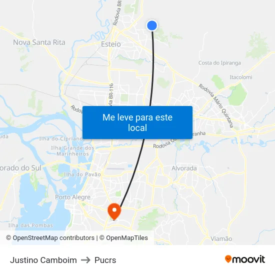 Justino Camboim to Pucrs map