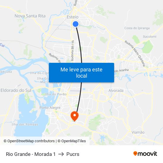 Rio Grande - Morada 1 to Pucrs map