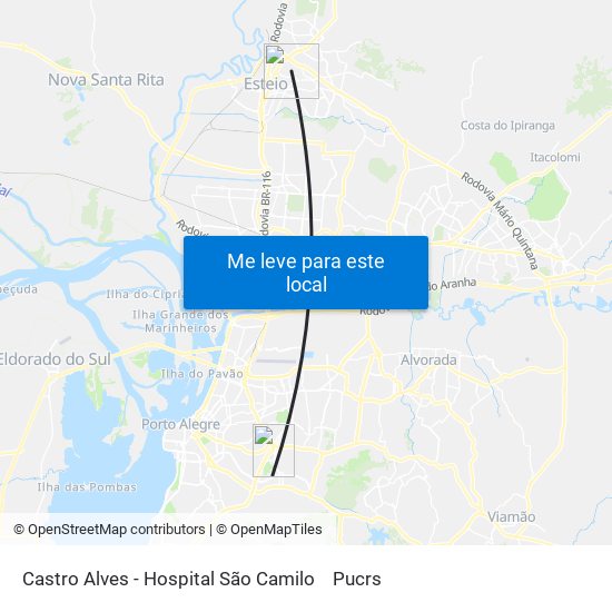 Castro Alves - Hospital São Camilo to Pucrs map