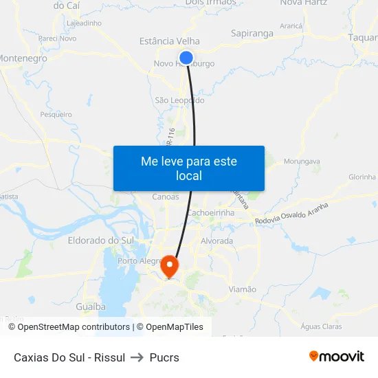 Caxias Do Sul - Rissul to Pucrs map