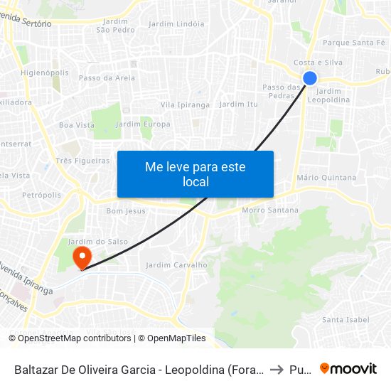 Baltazar De Oliveira Garcia - Leopoldina (Fora Do Corredor) to Pucrs map