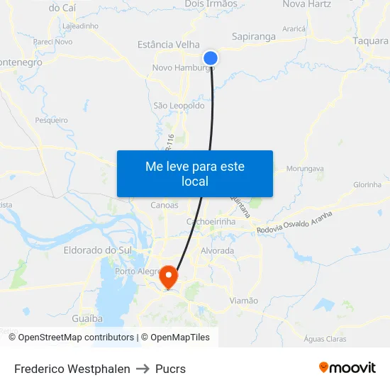 Frederico Westphalen to Pucrs map