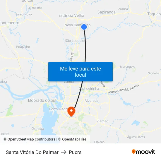Santa Vitória Do Palmar to Pucrs map