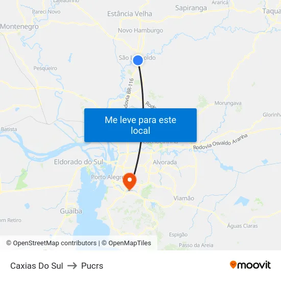 Caxias Do Sul to Pucrs map