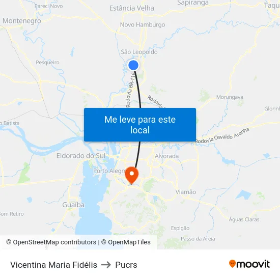 Vicentina Maria Fidélis to Pucrs map