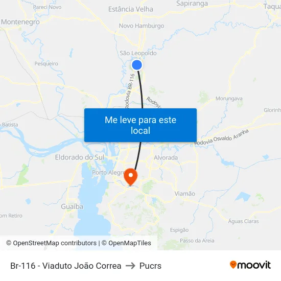 Br-116 - Viaduto João Correa to Pucrs map