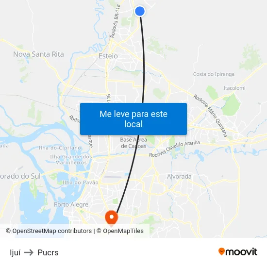 Ijuí to Pucrs map