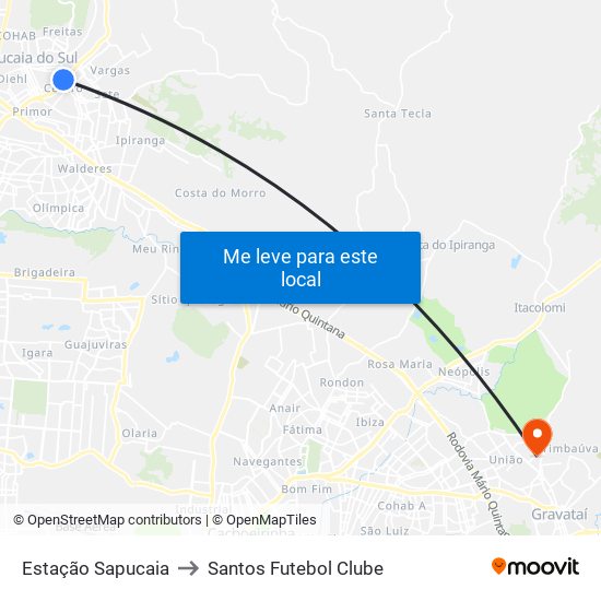 Estação Sapucaia to Santos Futebol Clube map