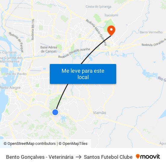 Bento Gonçalves - Veterinária to Santos Futebol Clube map