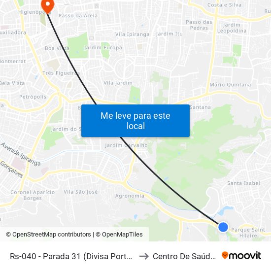 Rs-040 - Parada 31 (Divisa Porto Alegre) to Centro De Saúde Iapi map