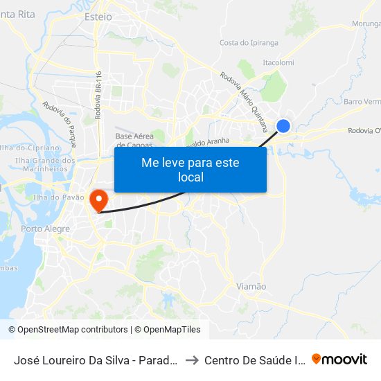 José Loureiro Da Silva - Parada 81 to Centro De Saúde Iapi map