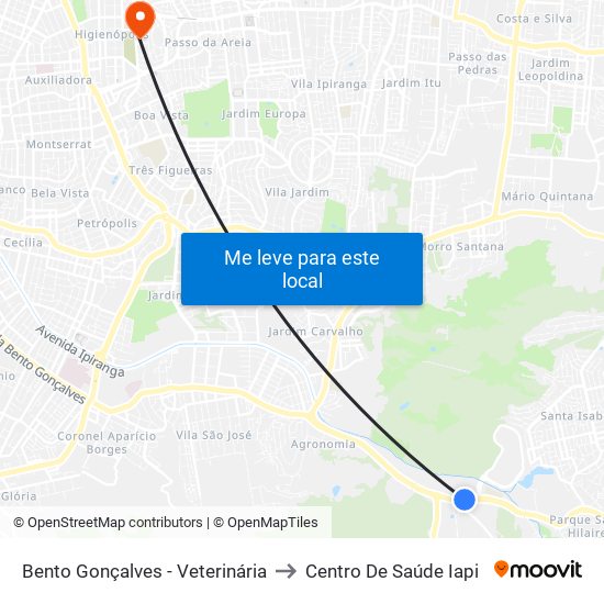 Bento Gonçalves - Veterinária to Centro De Saúde Iapi map