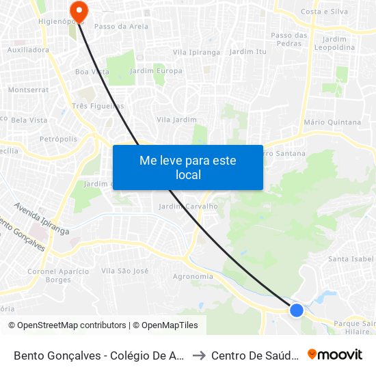 Bento Gonçalves - Colégio De Aplicação to Centro De Saúde Iapi map
