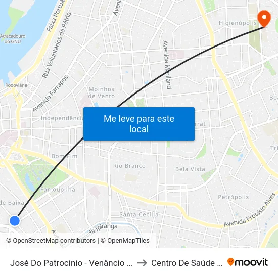 José Do Patrocínio - Venâncio Aires to Centro De Saúde Iapi map