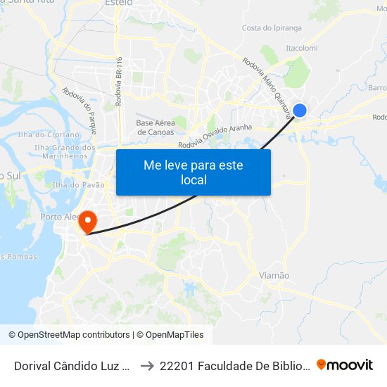 Dorival Cândido Luz De Oliveira - Parada 79 to 22201 Faculdade De Biblioteconomia E Comunicação map