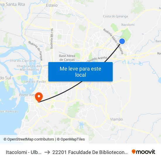 Itacolomi - Ulbra Gravataí to 22201 Faculdade De Biblioteconomia E Comunicação map
