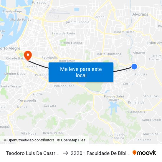 Teodoro Luis De Castro - Ubs Augusta Meneghini to 22201 Faculdade De Biblioteconomia E Comunicação map