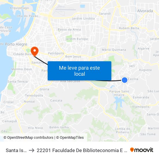Santa Isabel to 22201 Faculdade De Biblioteconomia E Comunicação map