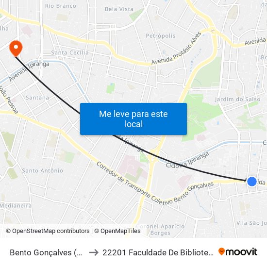 Bento Gonçalves (Fora Do Corredor) to 22201 Faculdade De Biblioteconomia E Comunicação map