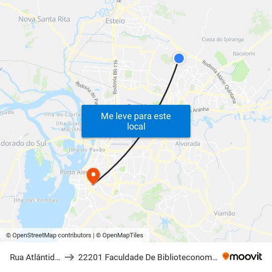 Rua Atlântida, 1097 to 22201 Faculdade De Biblioteconomia E Comunicação map