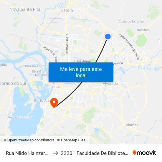 Rua Nildo Hainzereder Schutz, 433 to 22201 Faculdade De Biblioteconomia E Comunicação map