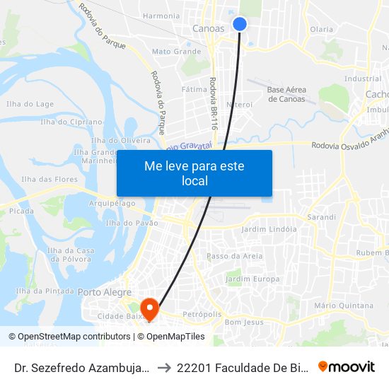 Dr. Sezefredo Azambuja Vieira - Park Shopping Canoas to 22201 Faculdade De Biblioteconomia E Comunicação map