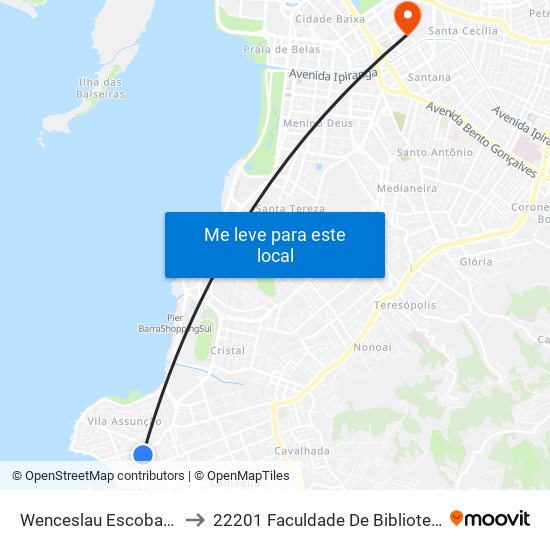 Wenceslau Escobar - Paseo Zona Sul to 22201 Faculdade De Biblioteconomia E Comunicação map