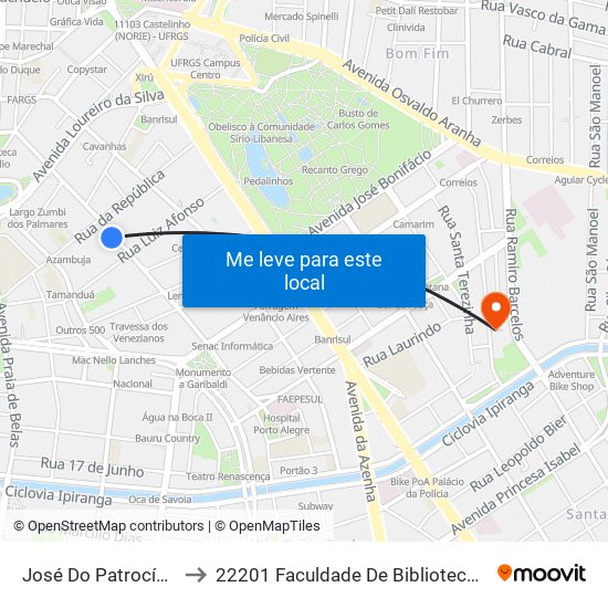 José Do Patrocínio - República to 22201 Faculdade De Biblioteconomia E Comunicação map