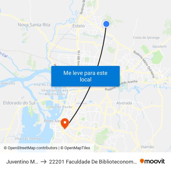Juventino Machado to 22201 Faculdade De Biblioteconomia E Comunicação map