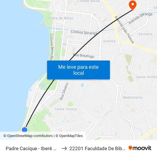 Padre Cacique - Iberê Camargo (Fora Do Corredor) to 22201 Faculdade De Biblioteconomia E Comunicação map