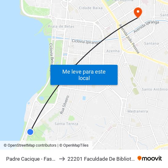 Padre Cacique - Fase (Fora Do Corredor) to 22201 Faculdade De Biblioteconomia E Comunicação map