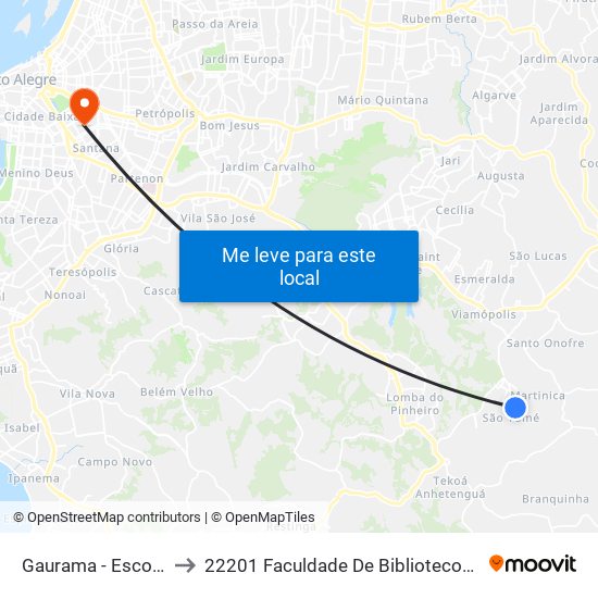 Gaurama - Escola São Tomé to 22201 Faculdade De Biblioteconomia E Comunicação map