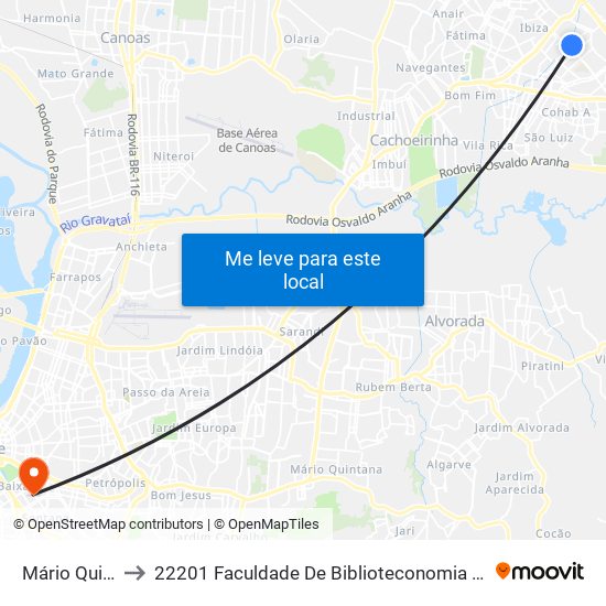 Mário Quintana to 22201 Faculdade De Biblioteconomia E Comunicação map