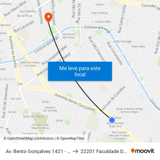 Av. Bento Gonçalves 1421 - Partenon Porto Alegre - Rs 90650-001 Brasil to 22201 Faculdade De Biblioteconomia E Comunicação map