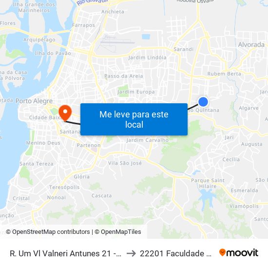 R. Um Vl Valneri Antunes 21 - Mario Quintana Porto Alegre - Rs 91270-770 Brasil to 22201 Faculdade De Biblioteconomia E Comunicação map