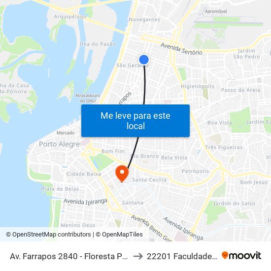 Av. Farrapos 2840 - Floresta Porto Alegre - São Geraldo Porto Alegre - Rs 90230-080 Brasil to 22201 Faculdade De Biblioteconomia E Comunicação map