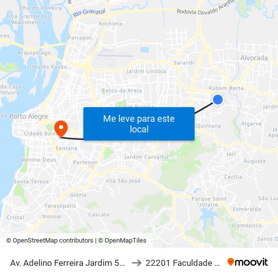 Av. Adelino Ferreira Jardim 522 - Rubem Berta Porto Alegre - Rs 91250-310 Brasil to 22201 Faculdade De Biblioteconomia E Comunicação map