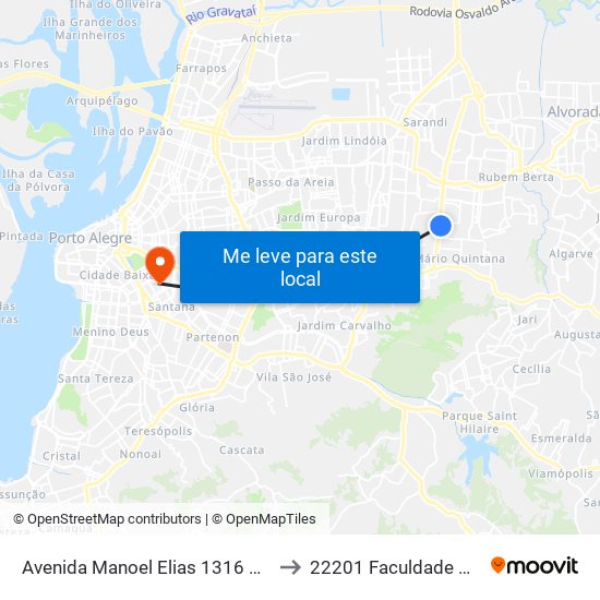 Avenida Manoel Elias 1316 Mário Quintana Porto Alegre - Rs 91240-260 Brasil to 22201 Faculdade De Biblioteconomia E Comunicação map