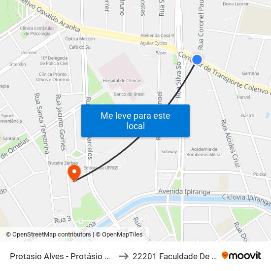 Protasio Alves - Protásio Alves Porto Alegre - Rs 90420-160 Brasil to 22201 Faculdade De Biblioteconomia E Comunicação map