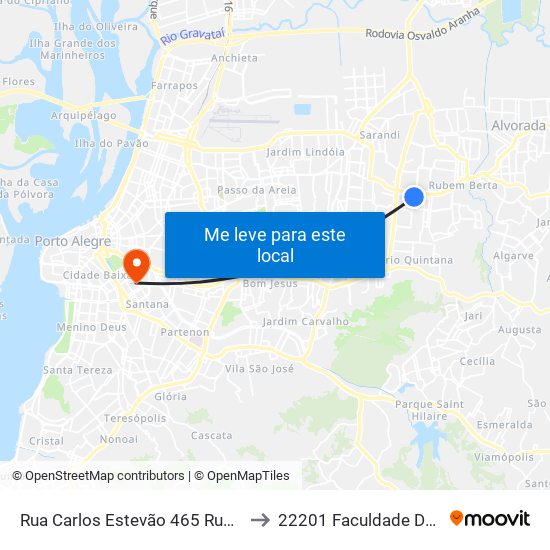 Rua Carlos Estevão 465 Rubem Berta Porto Alegre - Rs 91240-000 Brasil to 22201 Faculdade De Biblioteconomia E Comunicação map