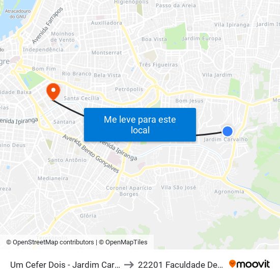 Um Cefer Dois - Jardim Carvalho Porto Alegre - Rs 91430-630 Brasil to 22201 Faculdade De Biblioteconomia E Comunicação map