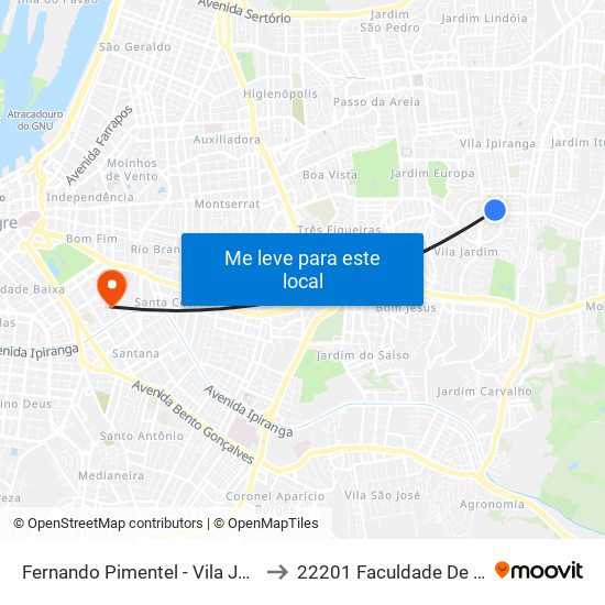 Fernando Pimentel - Vila Jardim Porto Alegre - Rs 91320-181 Brasil to 22201 Faculdade De Biblioteconomia E Comunicação map