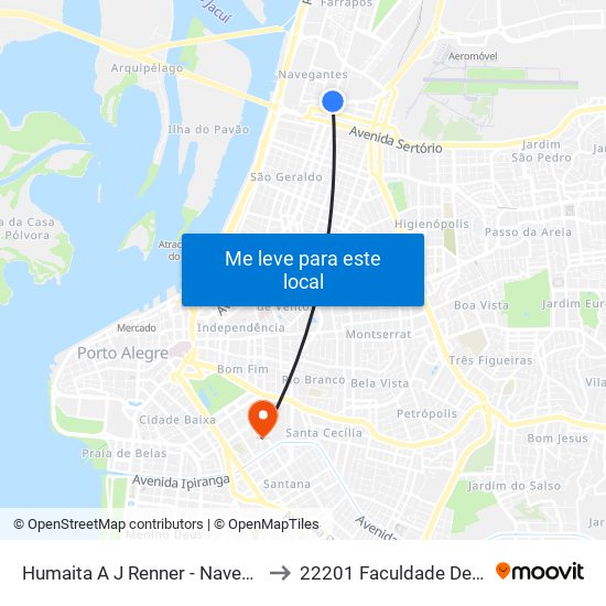 Humaita A J Renner - Navegantes Porto Alegre - Rs 90240-001 Brasil to 22201 Faculdade De Biblioteconomia E Comunicação map