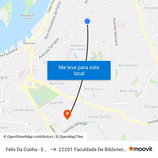 Félix Da Cunha - Esc. Irmão Pedro to 22201 Faculdade De Biblioteconomia E Comunicação map