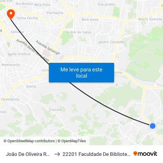João De Oliveira Remião - Parada 05 to 22201 Faculdade De Biblioteconomia E Comunicação map