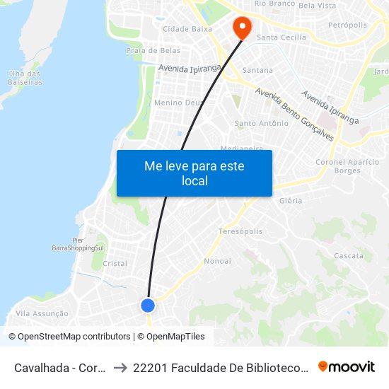 Cavalhada - Coronel Massot to 22201 Faculdade De Biblioteconomia E Comunicação map