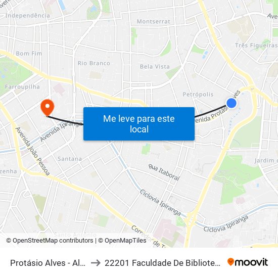 Protásio Alves - Alto Petrópolis Cb to 22201 Faculdade De Biblioteconomia E Comunicação map